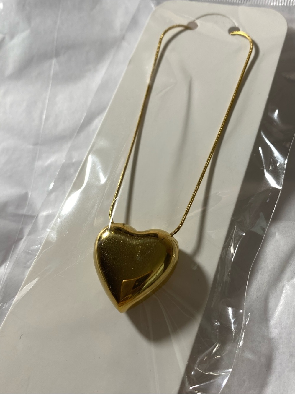Polished Gold Heart Pendant Necklace for Women